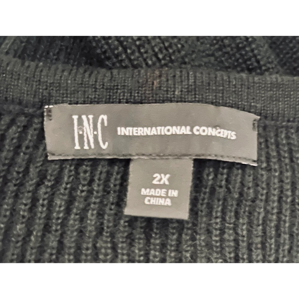 INC Diamond Embellished Twist-Front Black Sweater V-Neck Pullover 2X - Picture 8 of 9